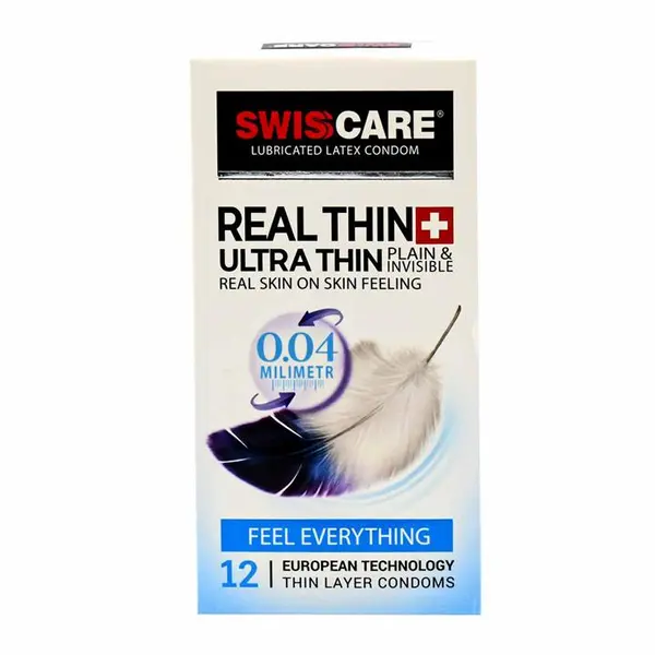 کاندوم سوئیس کر مدل REAL THIN ULTRA THIN بسته 12 عددی