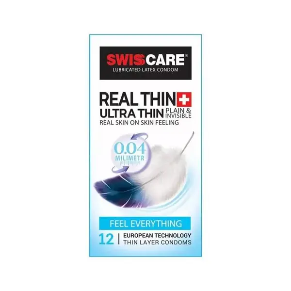 کاندوم سوئیس کر مدل REAL THIN ULTRA THIN بسته 12 عددی