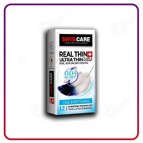 کاندوم سوئیس کر مدل REAL THIN ULTRA THIN بسته 12 عددی