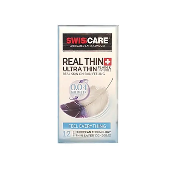 کاندوم سوئیس کر مدل REAL THIN ULTRA THIN بسته 12 عددی