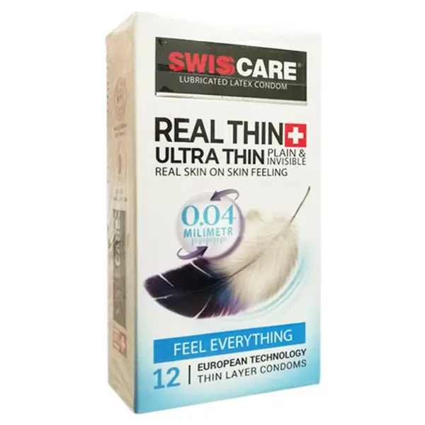 کاندوم سوئیس کر مدل REAL THIN ULTRA THIN بسته 12 عددی