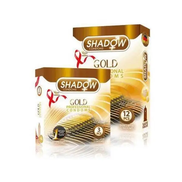 کاندوم شادو طلایی Shadow Golden تاخیری و خاردار بسته 12 عددی