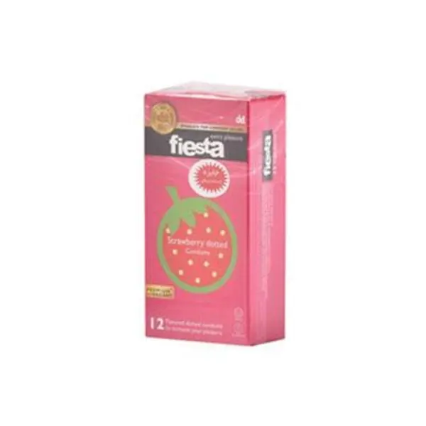 کاندوم خاردار فیستا مدل Strawberry Dotted بسته 12 عددی