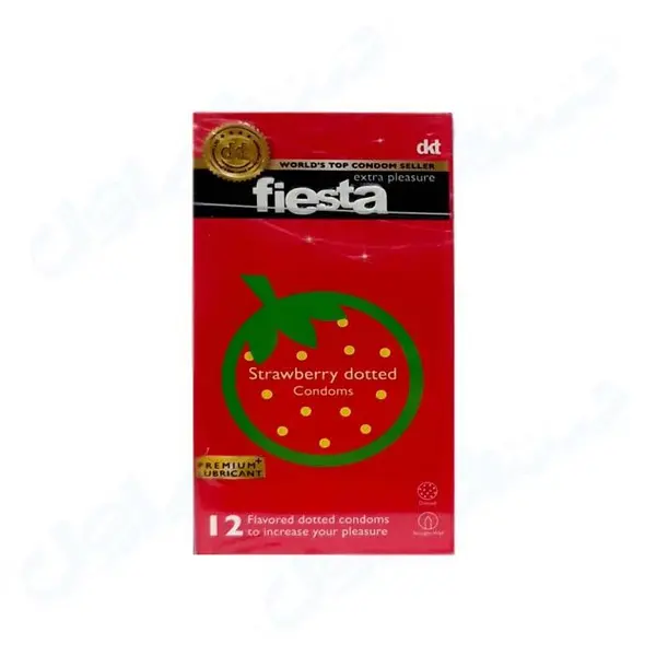 کاندوم خاردار فیستا مدل Strawberry Dotted بسته 12 عددی