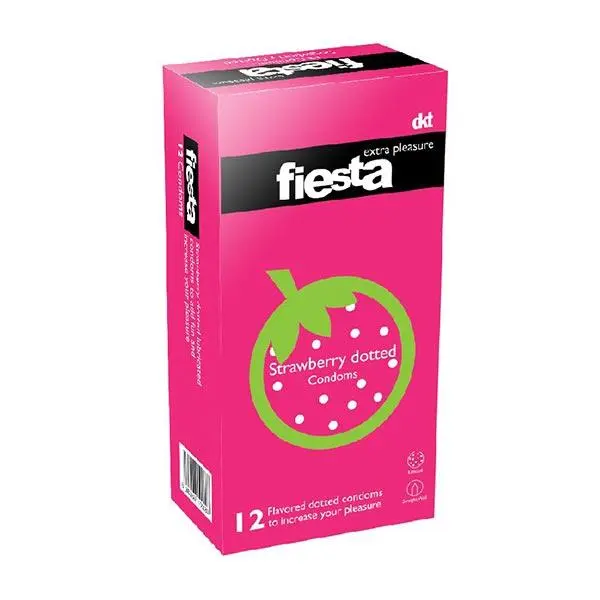 کاندوم خاردار فیستا مدل Strawberry Dotted بسته 12 عددی