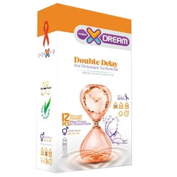 کاندوم ایکس دریم مدل تاخیری مضاعف XDREAM DOUBLE DELAY بسته 12 عددی