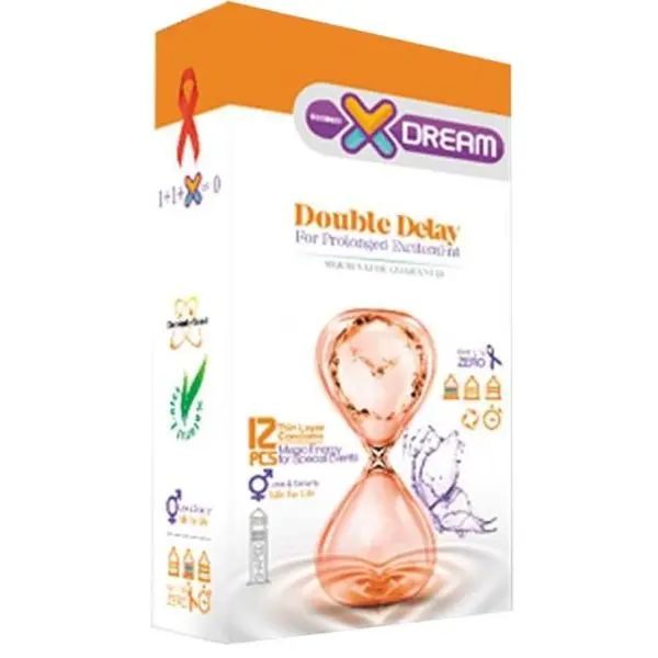کاندوم ایکس دریم مدل تاخیری مضاعف XDREAM DOUBLE DELAY بسته 12 عددی