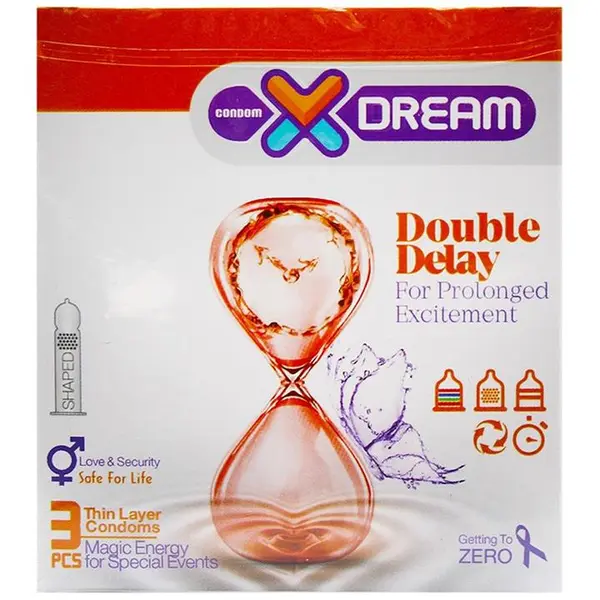 کاندوم ایکس دریم مدل تاخیری مضاعف XDREAM DOUBLE DELAY بسته 3 عددی