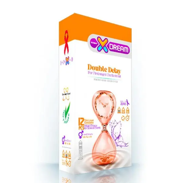کاندوم ایکس دریم مدل تاخیری مضاعف XDREAM DOUBLE DELAY بسته 12 عددی
