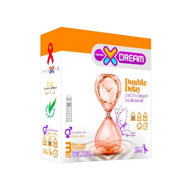 کاندوم ایکس دریم مدل تاخیری مضاعف XDREAM DOUBLE DELAY بسته 3 عددی