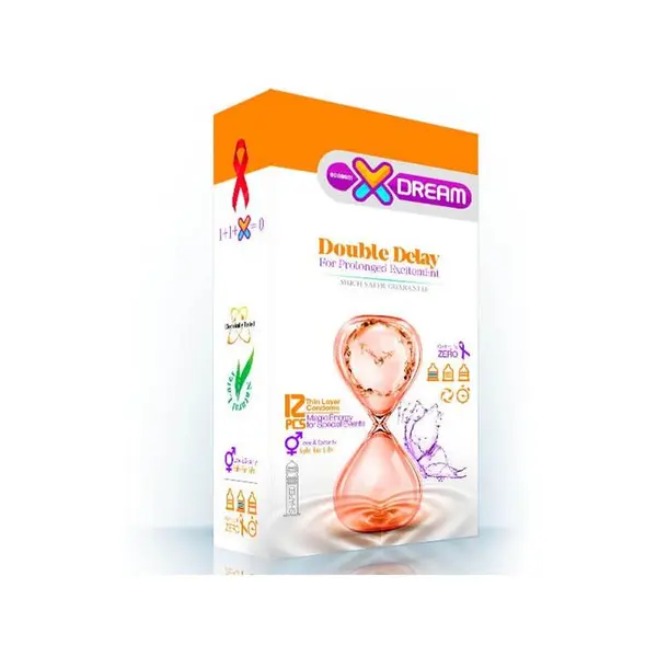 کاندوم ایکس دریم مدل تاخیری مضاعف XDREAM DOUBLE DELAY بسته 12 عددی