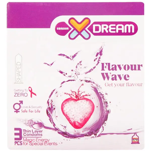 کاندوم ایکس دریم میوه ای Xdream Flavour Wave بسته 3 عددی