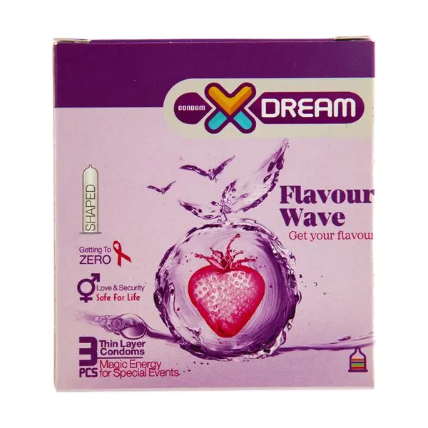 کاندوم ایکس دریم میوه ای Xdream Flavour Wave بسته 3 عددی