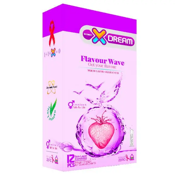 کاندوم ایکس دریم میوه ای Xdream Flavour Wave بسته 12 عددی