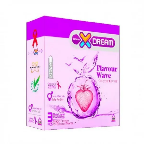 کاندوم ایکس دریم میوه ای Xdream Flavour Wave بسته 3 عددی