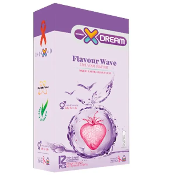 کاندوم ایکس دریم میوه ای Xdream Flavour Wave بسته 12 عددی
