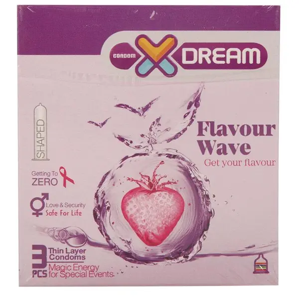 کاندوم ایکس دریم میوه ای Xdream Flavour Wave بسته 3 عددی