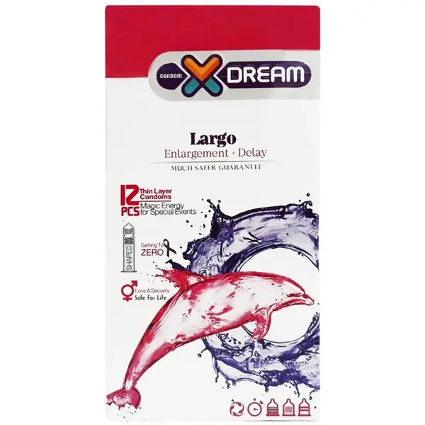 کاندوم ایکس دریم مدل لارگو XDREAM LARGO بسته 12 عددی
