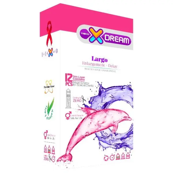 کاندوم ایکس دریم مدل لارگو XDREAM LARGO بسته 12 عددی