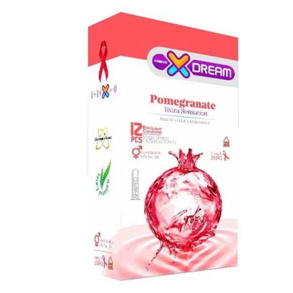 کاندوم تنگ کننده  ایکس دریم مدل انار Xdream Pomegranate بسته 12 عددی