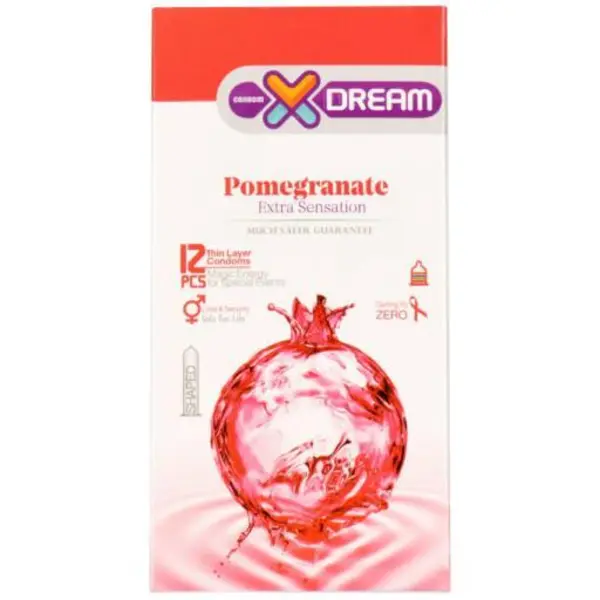 کاندوم تنگ کننده  ایکس دریم مدل انار Xdream Pomegranate بسته 12 عددی