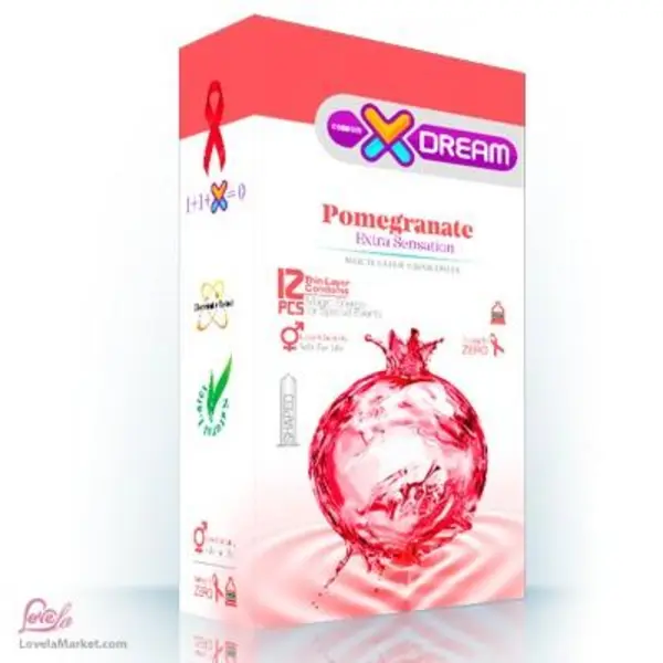 کاندوم تنگ کننده  ایکس دریم مدل انار Xdream Pomegranate بسته 12 عددی