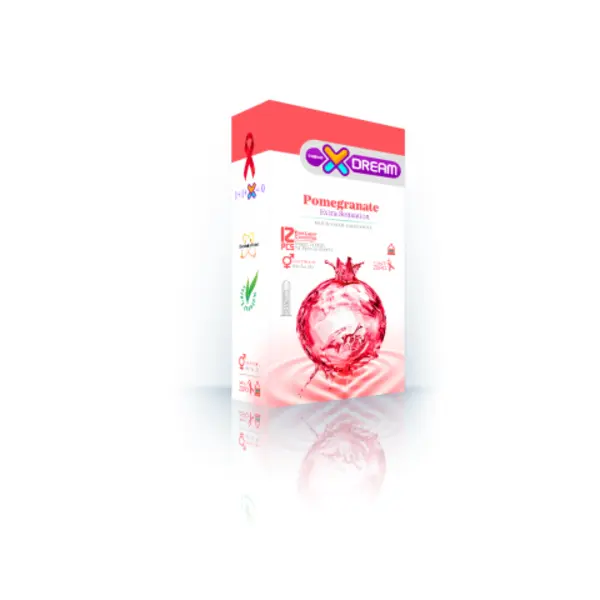 کاندوم تنگ کننده  ایکس دریم مدل انار Xdream Pomegranate بسته 12 عددی