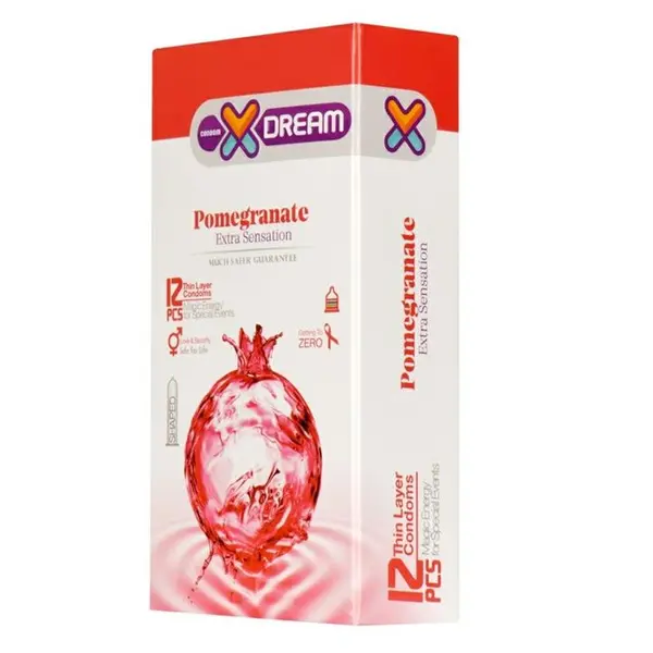 کاندوم تنگ کننده  ایکس دریم مدل انار Xdream Pomegranate بسته 12 عددی