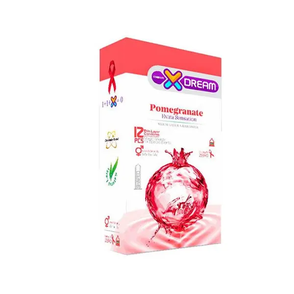 کاندوم تنگ کننده  ایکس دریم مدل انار Xdream Pomegranate بسته 12 عددی