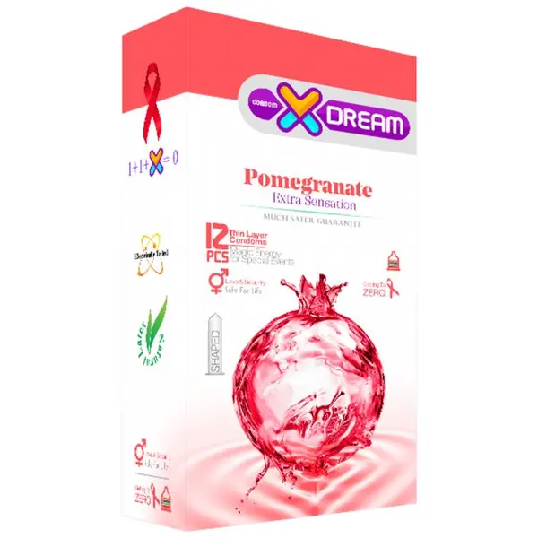 کاندوم تنگ کننده  ایکس دریم مدل انار Xdream Pomegranate بسته 12 عددی