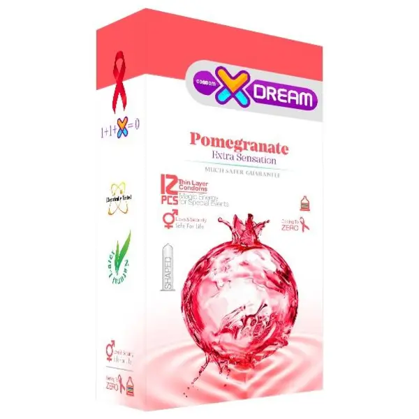 کاندوم تنگ کننده  ایکس دریم مدل انار Xdream Pomegranate بسته 12 عددی