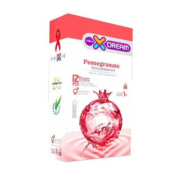کاندوم تنگ کننده  ایکس دریم مدل انار Xdream Pomegranate بسته 12 عددی
