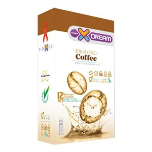 کاندوم ایکس دریم مدل قهوه Xdream Prolong Coffee بسته 12 عددی
