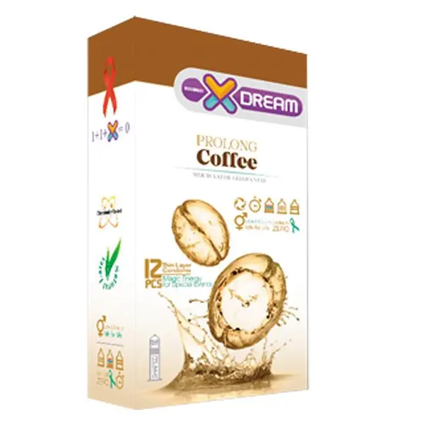 کاندوم ایکس دریم مدل قهوه Xdream Prolong Coffee بسته 12 عددی