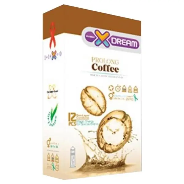 کاندوم ایکس دریم مدل قهوه Xdream Prolong Coffee بسته 12 عددی