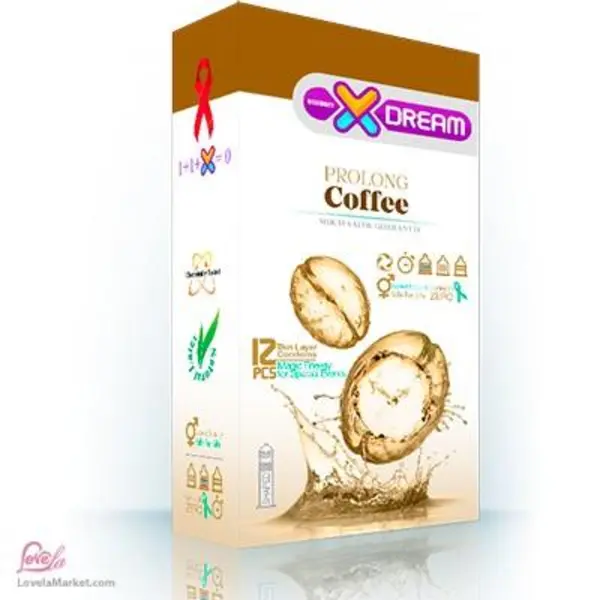 کاندوم ایکس دریم مدل قهوه Xdream Prolong Coffee بسته 12 عددی