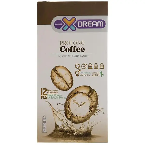 کاندوم ایکس دریم مدل قهوه Xdream Prolong Coffee بسته 12 عددی