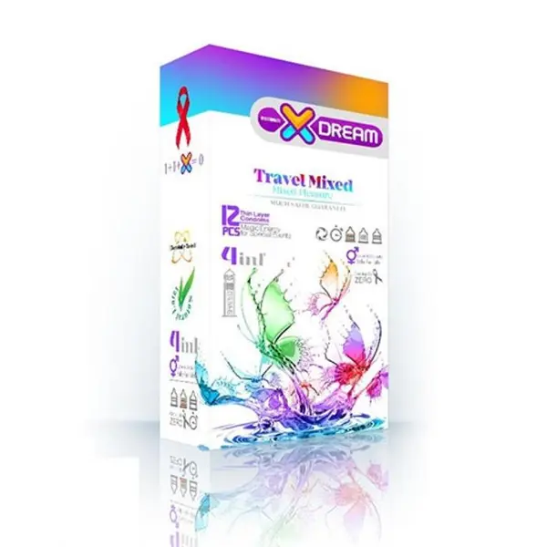 کاندوم لذت های گوناگون ایکس دریم XDREAM TRAVEL MIXED بسته 12 عددی