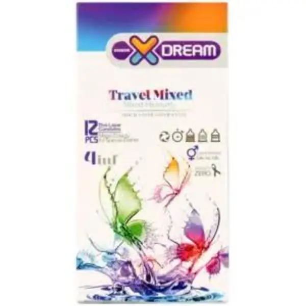 کاندوم لذت های گوناگون ایکس دریم XDREAM TRAVEL MIXED بسته 12 عددی