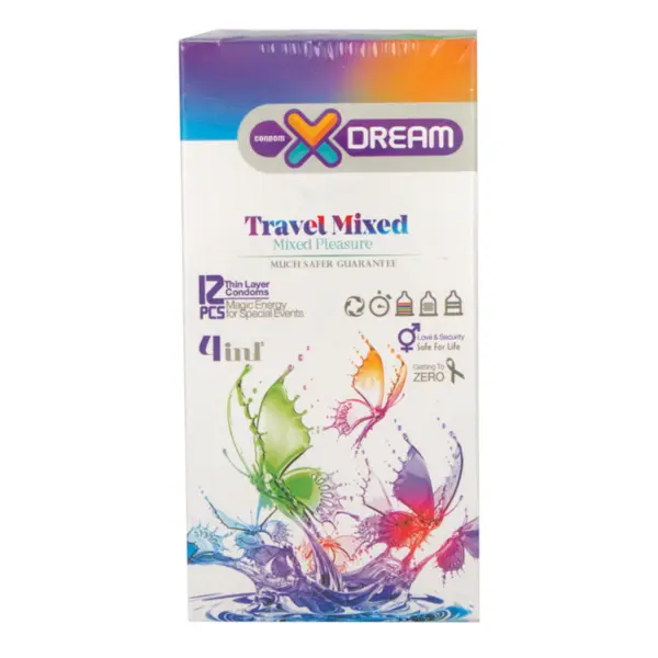 کاندوم لذت های گوناگون ایکس دریم XDREAM TRAVEL MIXED بسته 12 عددی