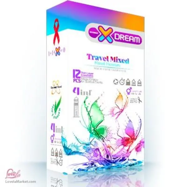 کاندوم لذت های گوناگون ایکس دریم XDREAM TRAVEL MIXED بسته 12 عددی