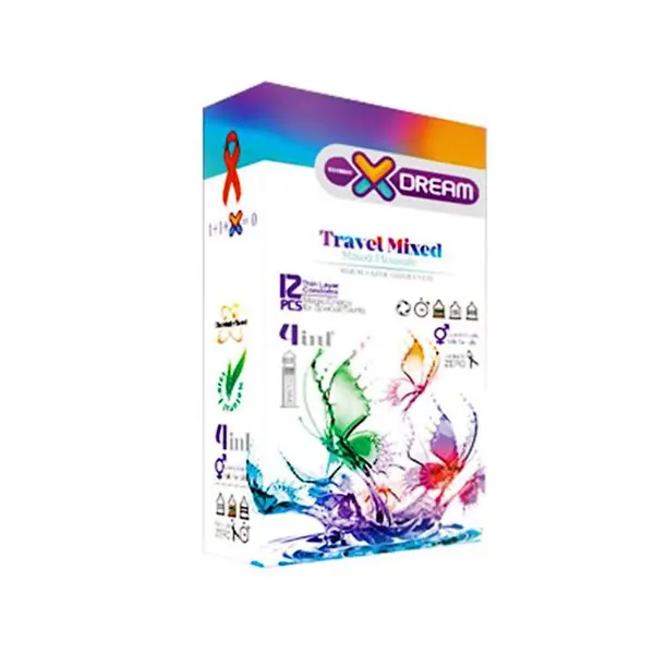 کاندوم لذت های گوناگون ایکس دریم XDREAM TRAVEL MIXED بسته 12 عددی