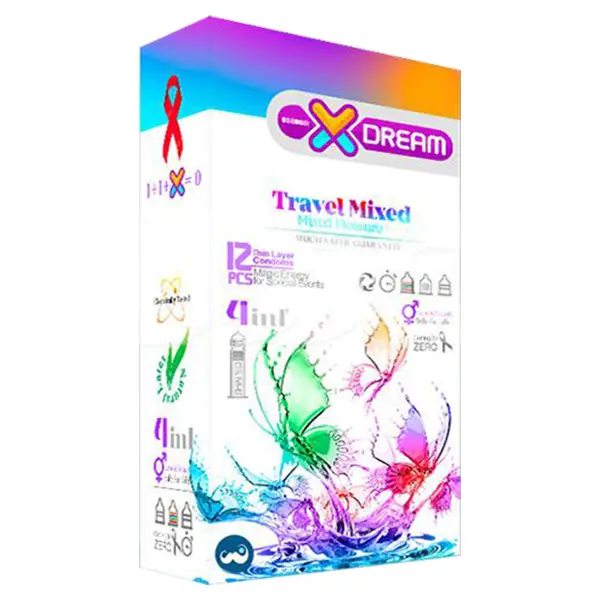 کاندوم لذت های گوناگون ایکس دریم XDREAM TRAVEL MIXED بسته 12 عددی