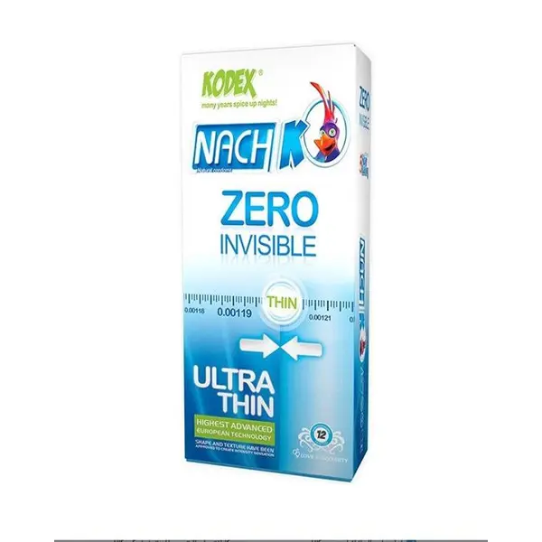 کاندوم زیرو کدکس مدل Zero Invisible بسته 12 عددی