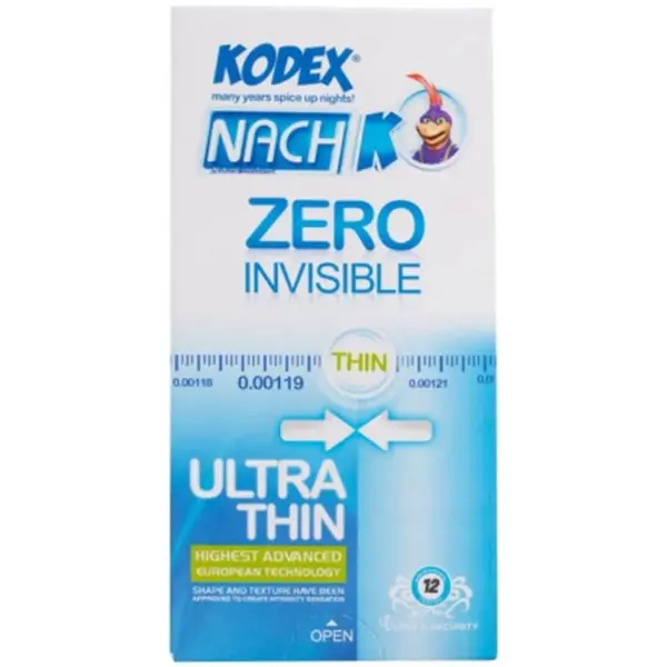 کاندوم زیرو کدکس مدل Zero Invisible بسته 12 عددی