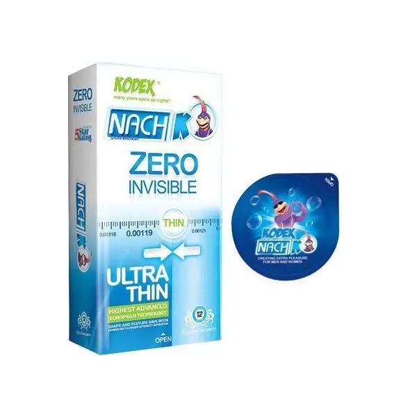 کاندوم زیرو کدکس مدل Zero Invisible بسته 12 عددی