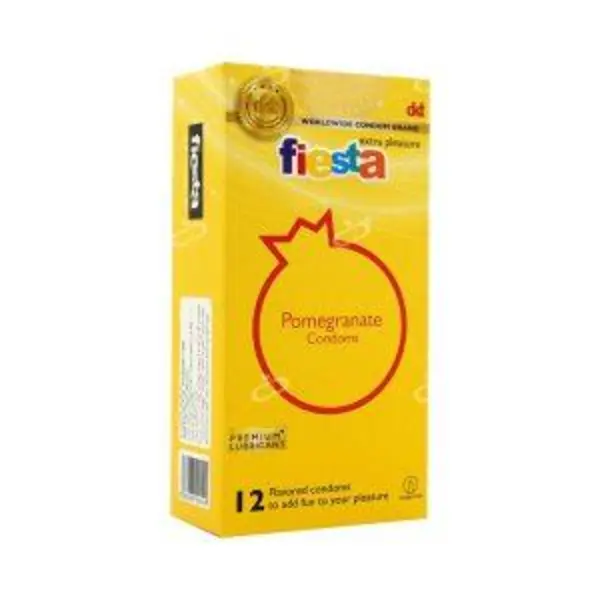 کاندوم ساده فیستا با اسانس انار مدل pomegranate بسته 12 عددی