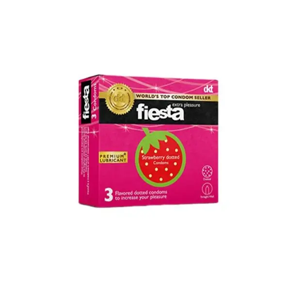 کاندوم توت فرنگی Strawberry dotted فیستا 3 عددی
