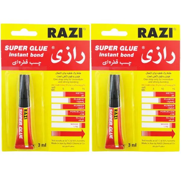 چسب قطره ای رازی مدل Super Glue حجم 3 میلی لیتر