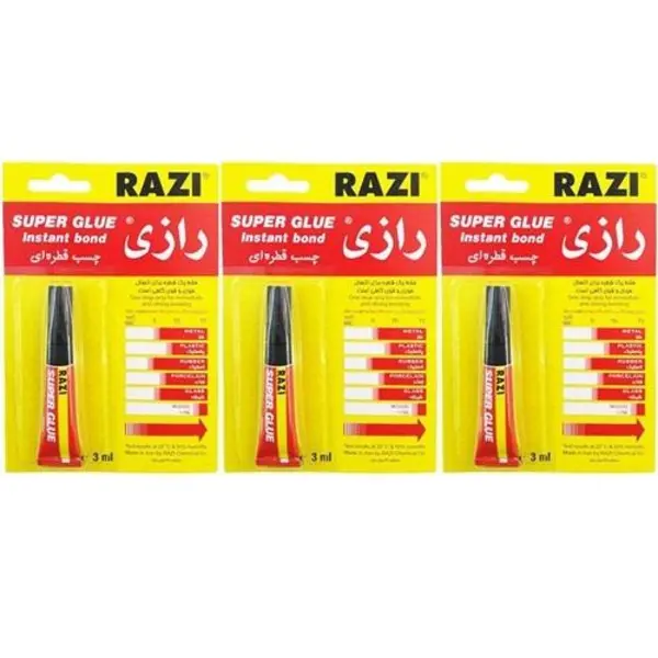 چسب قطره ای رازی مدل Super Glue حجم 3 میلی لیتر